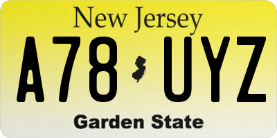NJ license plate A78UYZ