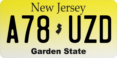 NJ license plate A78UZD