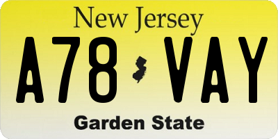 NJ license plate A78VAY