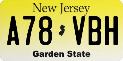 NJ license plate A78VBH