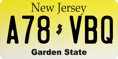NJ license plate A78VBQ