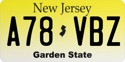 NJ license plate A78VBZ