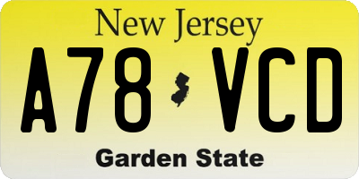 NJ license plate A78VCD