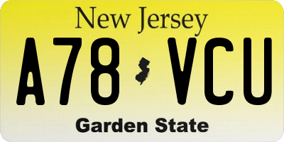 NJ license plate A78VCU