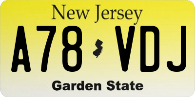 NJ license plate A78VDJ