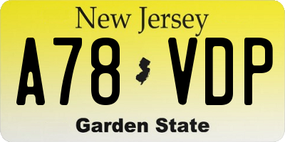 NJ license plate A78VDP