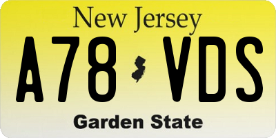 NJ license plate A78VDS