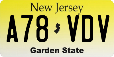 NJ license plate A78VDV
