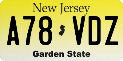 NJ license plate A78VDZ