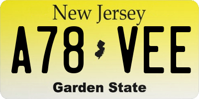 NJ license plate A78VEE
