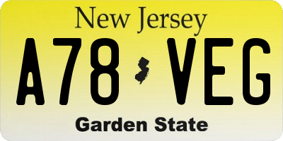 NJ license plate A78VEG