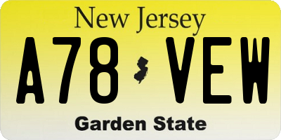 NJ license plate A78VEW