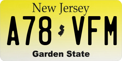 NJ license plate A78VFM