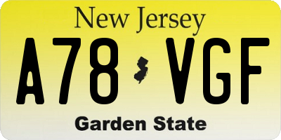 NJ license plate A78VGF