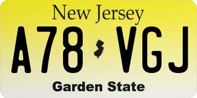 NJ license plate A78VGJ