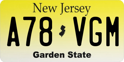 NJ license plate A78VGM