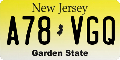 NJ license plate A78VGQ