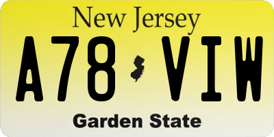 NJ license plate A78VIW