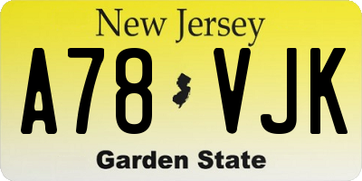 NJ license plate A78VJK