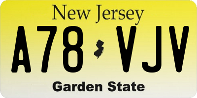 NJ license plate A78VJV