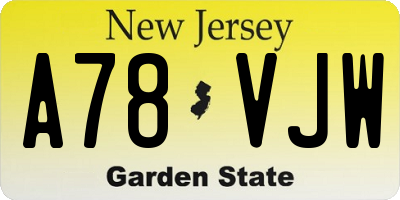 NJ license plate A78VJW
