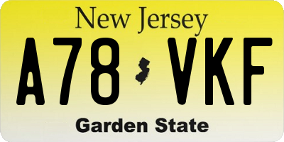NJ license plate A78VKF