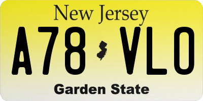 NJ license plate A78VLO