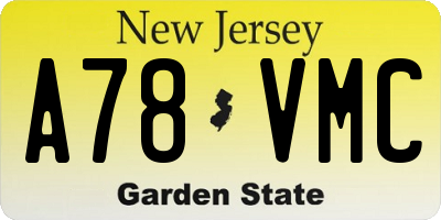 NJ license plate A78VMC