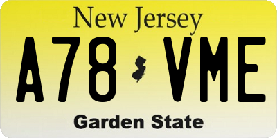 NJ license plate A78VME