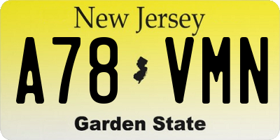 NJ license plate A78VMN