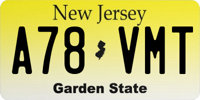 NJ license plate A78VMT