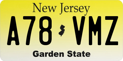 NJ license plate A78VMZ