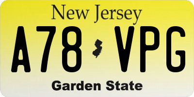 NJ license plate A78VPG