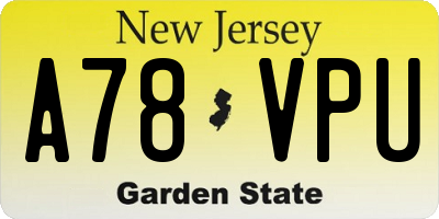 NJ license plate A78VPU