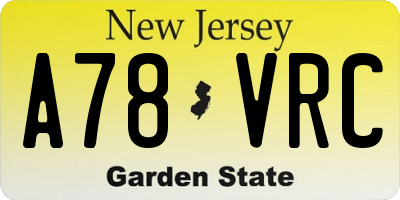 NJ license plate A78VRC