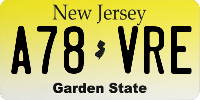 NJ license plate A78VRE