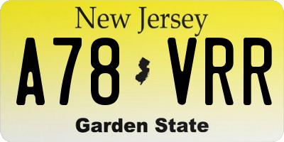 NJ license plate A78VRR