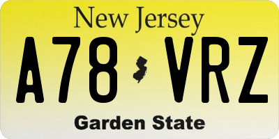 NJ license plate A78VRZ