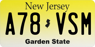 NJ license plate A78VSM