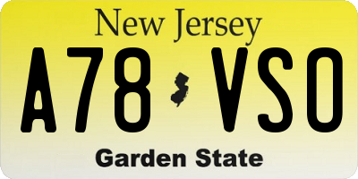 NJ license plate A78VSO