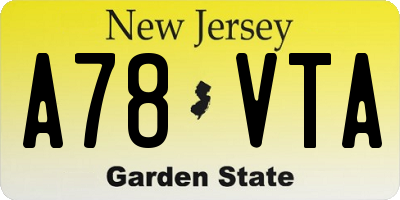 NJ license plate A78VTA