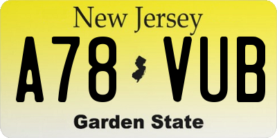 NJ license plate A78VUB