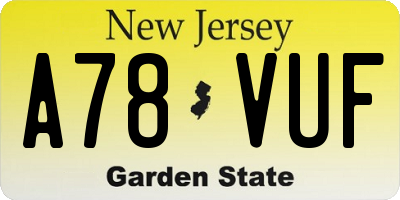 NJ license plate A78VUF