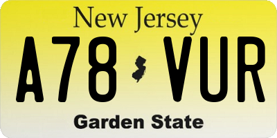 NJ license plate A78VUR
