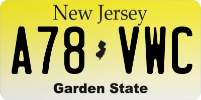NJ license plate A78VWC