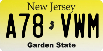NJ license plate A78VWM