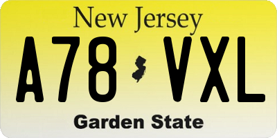 NJ license plate A78VXL