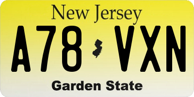 NJ license plate A78VXN
