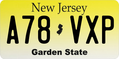 NJ license plate A78VXP