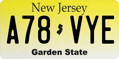 NJ license plate A78VYE